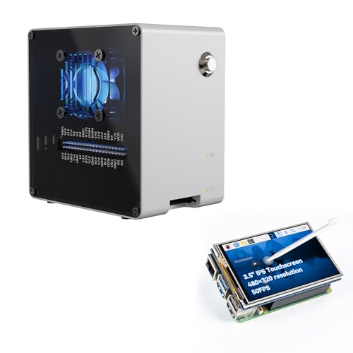 Gabinete Pironman 5-Mini NVMe M.2 para PC con Pantalla Táctil Raspberry Pi de 3.5 Pulgadas
