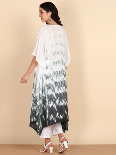 Image of Maaesa Women Handcrafted Tie & Dye Rayon Crepe Kaftan Dress | Casual Wear | Flowy Kaftan Style | Lightweight & Breathable Fabric