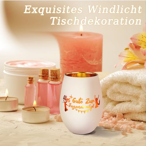 Belillpipi Windlicht Geschenke zur Jugendweihe für Mädchen und Junge, Jugendweihe Geschenke für Mädchen Schwestern, Personalisiert Windlicht mit Gravur, Teelichthalter Glas mit Geschenkbox