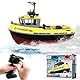 fisca Ferngesteuertes Boot - 1/72 Hochgeschwindigkeits-RC-Boot für Pools und Seen, RC-Schlepper mit 40 Minuten Spielzeit und Batterie-Erinnerung für Kinder und Erwachsene (Gelb)