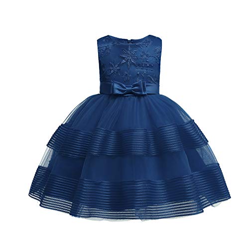 FKKFYY Tutu Dresses for Girls 6-12 Months 9 Months Baby Girls Dresses Navy Blue Pageant Party Holiday Dress for Girls Dresses Sleeveless Birthday Fancy Dress Cute (Navy 12M)