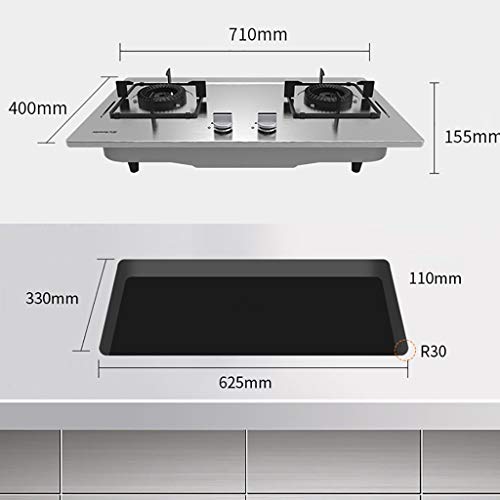 Estufa a gas empotrable 2 puestos 4.8kW acero inoxidable miniatura 4
