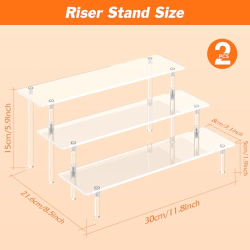 Dooiclear 3 Tier Acrylic Display Risers, Large Perfume Organizer Stand, Clear Cupcake Stand Holder, Display Shelves for Figurines, Dessert Shelf for Party, Risers Display Stand for Decoration - Image 4
