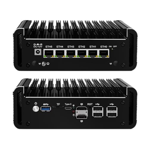 Image of N100 Mini PC Firewall Support Pfsense OPNsense, Fanless Micro Computer DDR5 8GB RAM 128GB NVMe SSD N100 12th Gen Router PC, 6 x 2.5GbE I226V LAN, 4K, AES-NI, TF, Type-C