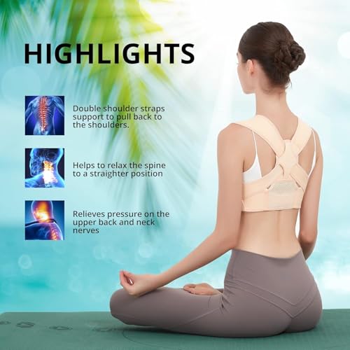 Image of JMPOSE Posture Corrector for Back Support: Adjustable Shoulder Posture Brace for Men and Women (Beige, Large /X-Large)