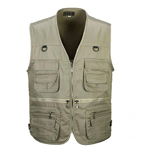 jazzy pearls® men's utility multi pocket zip fishing travel outdoor vest khaki xl-sporting goods-fishing-clothing, shoes & accessories-vests- 1 fishing vest