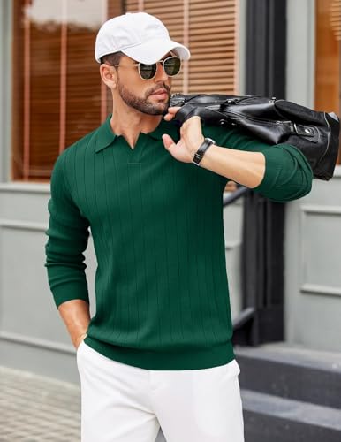 Image of NORTHWIND Men's Cotton Full Sleeve Collar Polo Sweater for Man Rib Knitted Sweaters for Men Winter Pullover Sweater for Men