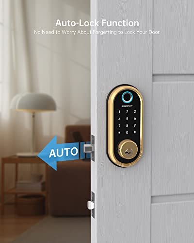 Smart Lock, Fingerprint Smart Deadbolt Lock, 5-In-1 Keyless Entry Door Lock With Bluetooth And Keypad, Door Lock Featuring Auto-Lock, Compatible With Alexa, Google Assistant For Home Hotel Apartment #TOP4