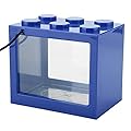 SylviaCara Mini Fish Tank, Stackable Fish Tank, Aquarium Tank with LED Lighting, USB/Battery Powered Fish Bowl Accessories for Turtle Reptile Shrimp Moss Crab Insects Habitat as Decoration, Blue