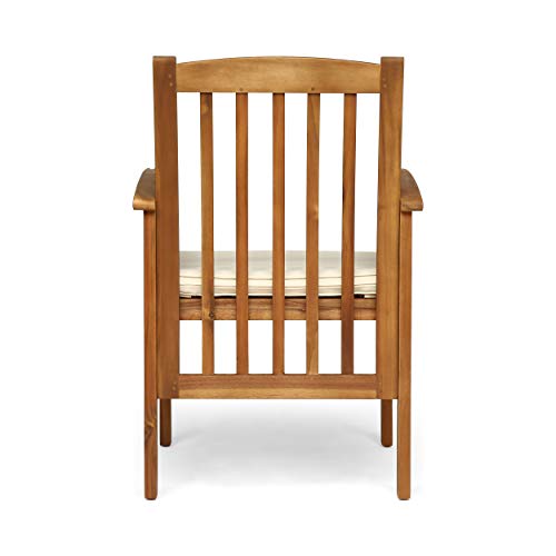 Great Deal Furniture Phoenix Acacia Patio Dining Chairs, Acacia Wood With Outdoor Cushions, Brown Patina And Cream (Set Of 2) #TOP7