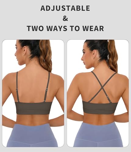 Image of Comper Sports Bra for Women Wirefree Racerback Workout Bras Sexy Thin Straps Yoga Sport Bras with Removable Pads