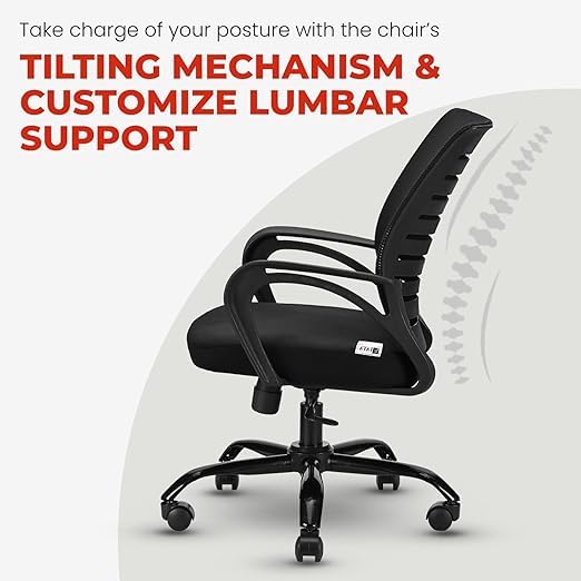 Image of Mesh High Back Office | Study | Computer | Revolving | Desk Chair for Work from Home Metal Base Seat Height (Black)