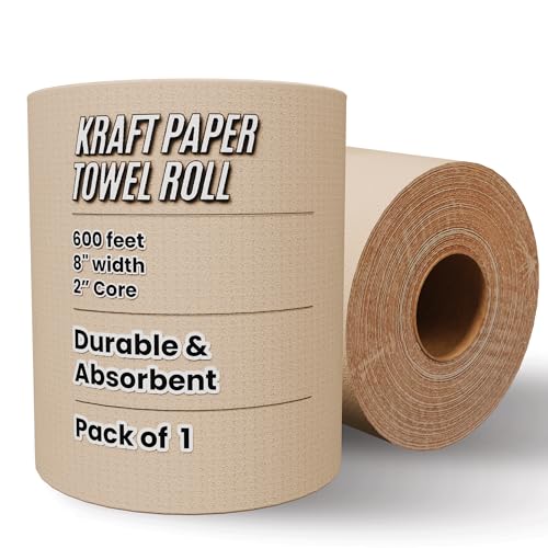 Restaurantware Paper Towel Roll 600 x 8 1 Ply Universal Dispenser 2 Core Hardwound High Absorbency Everyday Use For Commercial Washroom Kraft 1 Count