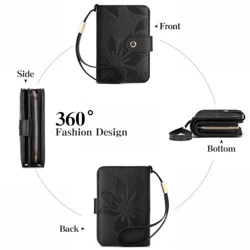 GAEKEAO Small Wallets Woman RFID Blocking Leather Wristlet Purse Bifold Ladies Wallet Credit Card Holder with ID Window3