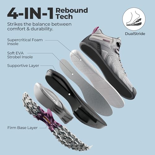Image of NORTIV 8 Women's Hiking Boots Waterproof Lightweight Outdoor Trekking Non Slip Comfortable Camping Ankle Breathable Everyday Boot Armadillo FieldLite