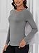 VENTELAN Women's 2 Pack Thermal Shirts Long Sleeve Crewneck Tops Compression Base Layer Undershirt Winter Warm Fashion Tee,Black Grey,XL