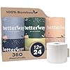 Betterway Bamboo Toilet Paper 3 Ply - Sustainable Toilet Tissue - 12 Double Rolls & 360 Sheets Per Roll - Septic Safe - Organic, Plastic & PFAS Free - FSC Certified
