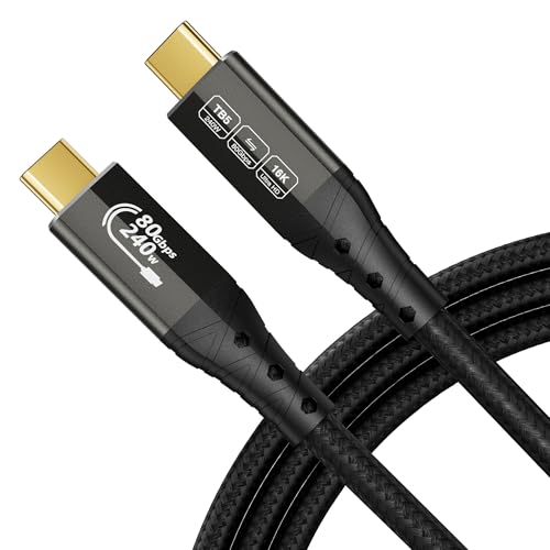 ZIKNYDO 8K for Thunderbolt 5 Cable 3m, 80Gbps Data Transfer, USB C 120Gbps Bandwidth for 16K/Dual 8K Displays, PD3.1 240W Charging, for Thunderbolt 4, MacBook M4, eGPU, Mac mini M4 Pro, Monitor (10FT)