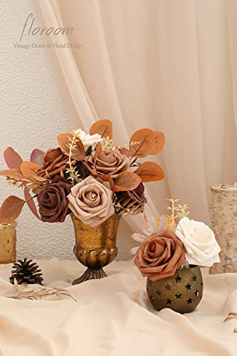 Floroom Artificial Flowers 25Pcs Real Looking Earth Tones Ombre Colors Foam Fake Roses With Stems For Diy Wedding Bouquets Bridal Shower Floral Centerpieces Party Tables Home Decorations thumb #1