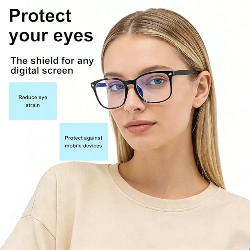 Image of Clear Blue Light Glasses for Women and Men, Fashionable Square Frame Glasses with Anti Glare Protection