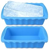 Haldane 2PC Extra Large Ice Block Molds, 6LB Giant Ice Cube Molds for Plunge Lab, Ice Container for Freezer, Thickened and Reinforced Silicone Ice Tray, Cold Plunge Tub Accessories, Blue