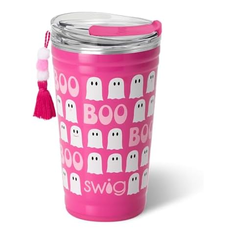 Swig Life 24oz Party Cup, Stackable Insulated Travel Coffee Tumbler with EZ Slider Lid, Cup Holder Friendly Travel Thermos, Stainless Steel 24 oz Tumbler, Reusable Coffee Mug (Faboolous) Cover
