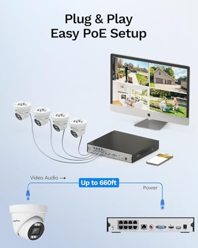 Image of 4K POE Security Camera System Outdoor, 8MP Smart Cameras System for Business Home, with AI Motion Detection, 12MP NVR with 2TB HDD for 24 /7 Recording