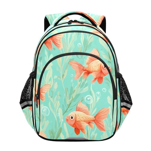 Goldfish Pattern Backpack For Girls Kindergarten Elementary Bookbag Lightweight Childrens School Bag,Medium