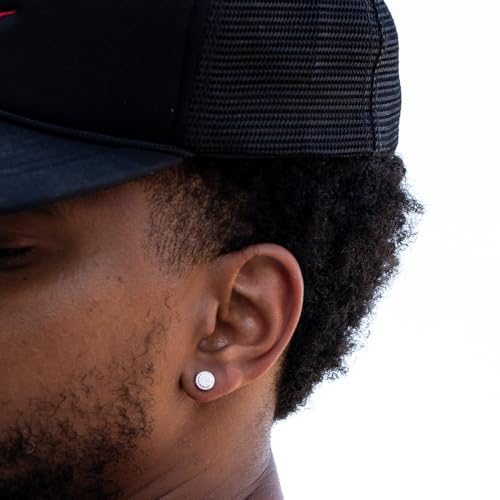 White Gold Plated 925 Sterling Silver Flower Cluster Honey Comb Set Hip Hop Iced 5A Cz Hypoallergenic Trendy Round Stud Screw Back Circle Earrings.3