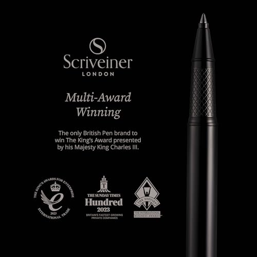 Image of Scriveiner Gun-Metal Rollerball Pen - Stunning Luxury Pen, Schmidt Ink Refill, Best Roller Ball Gift Set for Men & Women, Professional, Executive Office, Nice Pens