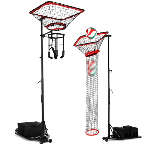 AugFir Volleyball Setter & Spike Trainer Adjustable Height 93-126 Volleyball Trainer Solo Practice Tool for Indoor & Outdoor Use Spiking & Drills with 88LBS Sandbag Base