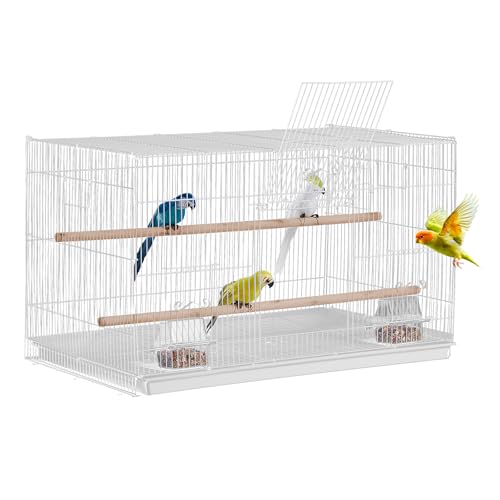 VEVOR 30-inch Flight Bird Cage, Stackable Bird Cage for Small Parrots Canaries Cockatiels Lovebirds Finches Budgies Conures Macaws Pet Travel Birdcage with Handle and Perches