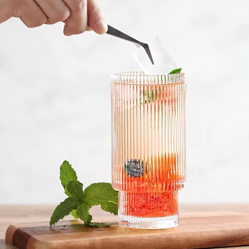 Image of Premium 350 ML Water & Juice Glasses Drinking Glasses,Highball Glasses,Tumblers for Water, Juice, Beer, Cocktail and Mixed Drinks (Set of 6) (Linning - A, 6 Count (Pack of 1))