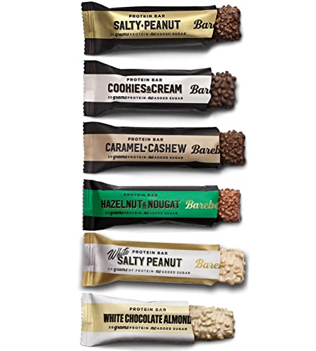 Barebells Gemischte Proteinriegel 55g x 12 ( 6 Sorten Mix ), Salty Peanut, Cookies & Cream, Caramel Cashew, Hazelnut & Nougat, White Salty Peanut, White Chocolate Almond Cover