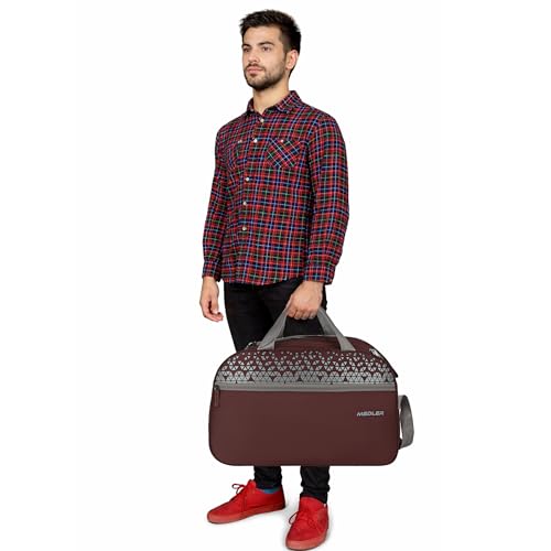 Image of M MEDLER Sentro Wheel Duffle Bag | Waterproof Strolley Duffle Bag | 2 Wheel Duffel Bag | Luggage Bag with Cabin Size & Adjustable Strap - (Brown)