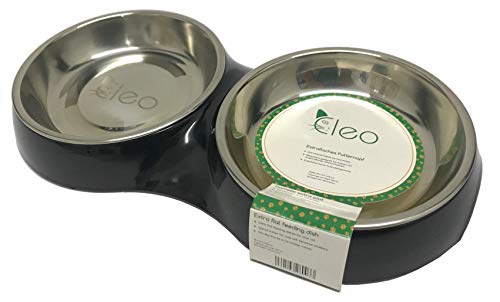 Design Futternapf für Katzen mit Edelstahleinsätzen (2 x 220ml) - schwarz glänzend