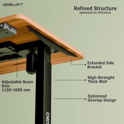 Image of Electric Standing Desk Height Adjustable Workstation, Ergonomic Sit Stand Desk with Walnut Wood Grain Desktop, Motorized Computer Desk for Home Office (Black Frame & Brown Top, 1200 x 600 mm)