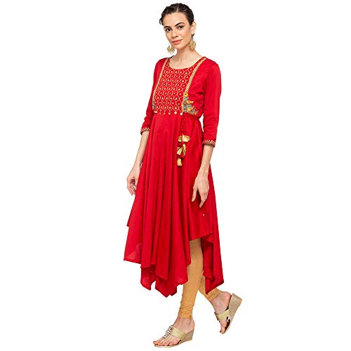 Image of Rangriti Womens Round Neck Embroidered Kurta