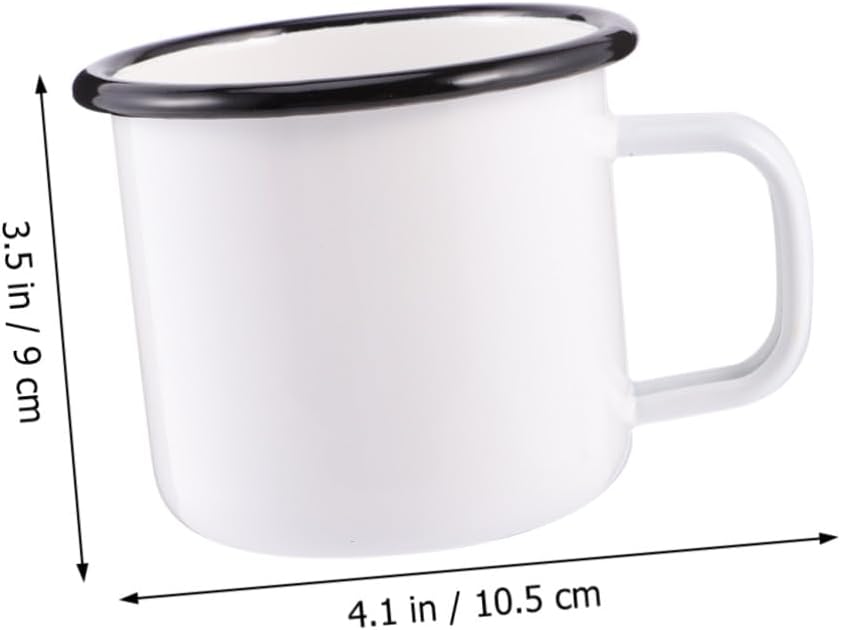 Enamel Drinking Cup Enamel Camping Mug for Camping Hiking Picnic ( White )