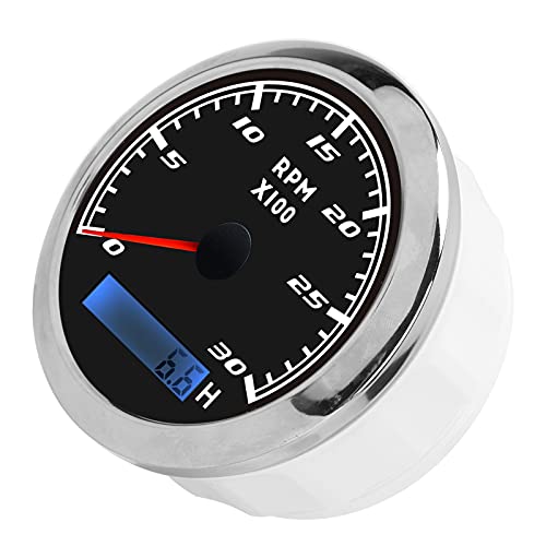 Medidor de RPM de 85 mm con tacómetro de puntero y luz trasera roja para motor de coche y barco