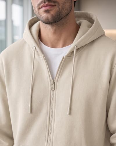 Image of Nobero Classic Zipper Hoodie for Men | Zip Up Hoodies for Men | Regular Fit | Full Zip Closure | Drawstring Hood | Zipped Hooded Sweatshirt | Cotton Rich Zipper Fleece Hoodie