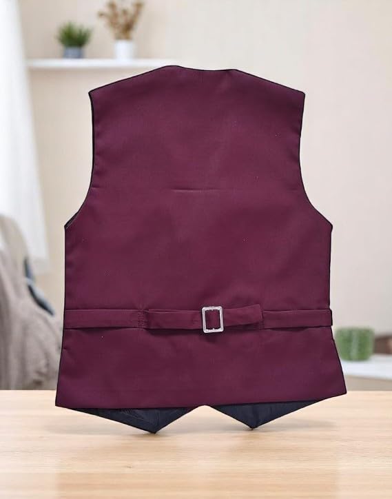 Qitty Boys Formal Waistcoat with Pocket Square and Brooch Pin, 3-Button Front 1