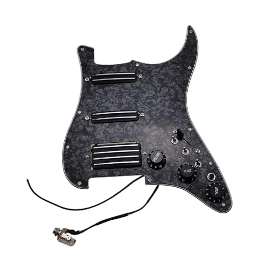 Pickguard guitare pré-câblé double bobine à pan coupé noir perle - 2