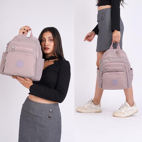 Image of TS WITH TECHSUN Stylish Lightweight Water Resistant Backpack for Women Girls | Anti-Theft Adjustable Shoulder Strap Bag | Multipocket Daypack for Travel, Shopping, Office, Work