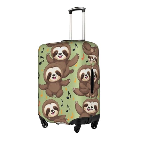 funny Cute Animal Sloth Music Print Protective Suitcase Cover Washable Travel Luggage Protector with Concealed Zipper2