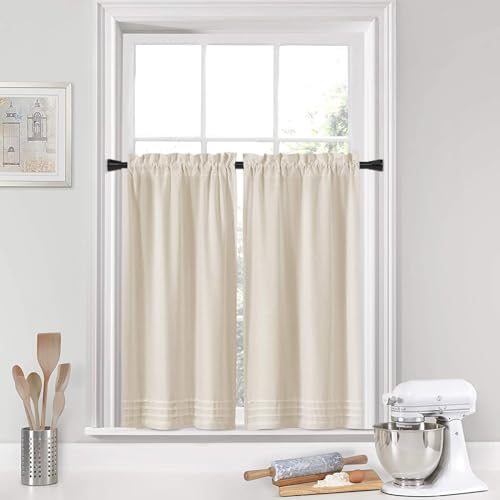 Image of Black Tension Rod 16 to 26 Inch 2 Pack Small Tension Rod Adjustable Curtain Rod Spring Rod No Drilling Expandable Pressure Curtain Rods for Bathroom,Doorway,Door
