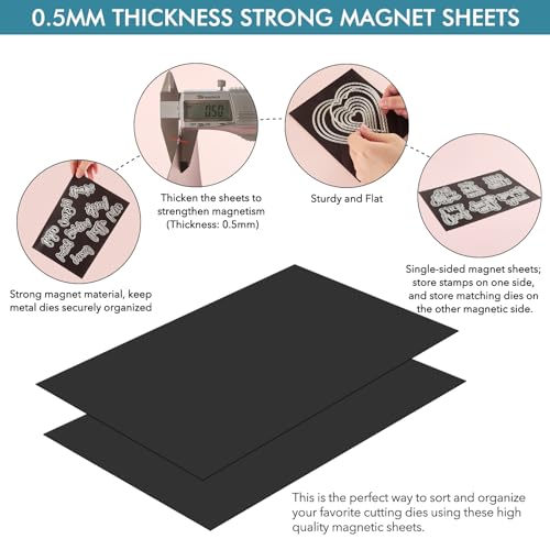 20 Stück/Satz 10Gummi-Magnetbögen, 0,5 mm Dicke, mit 10 transparenten Stempel-Aufbewahrungstaschen, Stanzformen, Schablonen-Organizer für Kartenherstellung