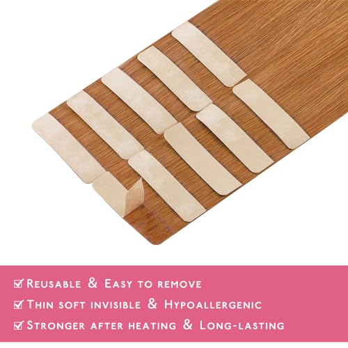 Image of WENNALIFE Tape in Hair Extensions Human Hair Auburn Ginger Tape in Extensions, 10pcs 25g 14 inch Remy Invisible Tape Ins Straight Colored Soft Real Human Hair Tape in Extensions Refill Set Extensions