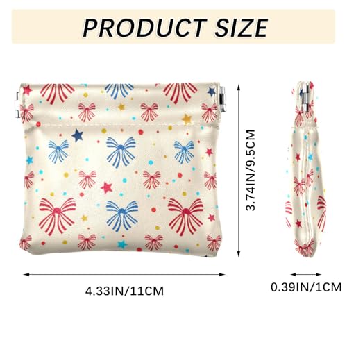 Striped Bows Stars Coin Purse Leather Pouch Change Purse, Squeeze Coin Pouch for Cards, Keys & Lipsticks, Unisex3