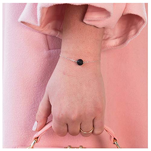 TseanYi Lava Stone Bracelet Silver Satellite Bracelet Boho Hand Chain Bracelets Handpiece Jewelry for Women and Girls (Silver)